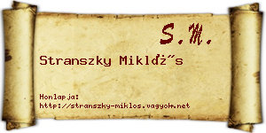Stranszky Miklós névjegykártya